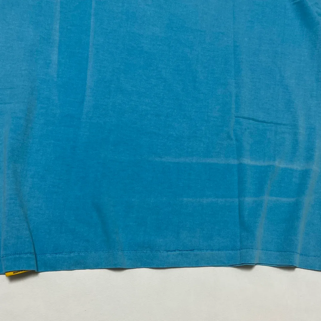 GALLERY DEPT. VINTAGE LOGO PAINTED TEE/Turquoise washed and distressed VINTAGE LOGO retro English pocket short sleeves lake blue S-XL ready-to-wear dyeing, hand-sewn and smeared with horseradish and fried with salt, very heavy industry, manufacturing dark and light fading technology, hand-splashed ink graffiti, genuine acrylic material